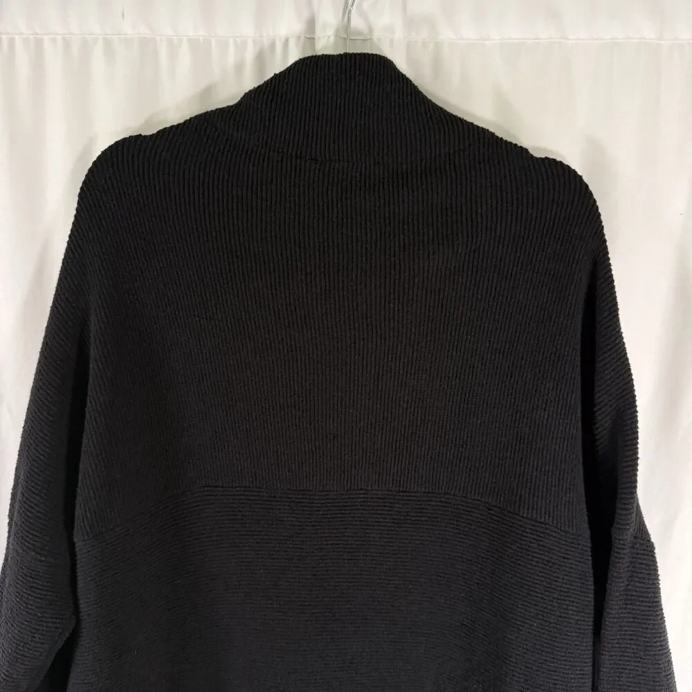 Free People Ottoman Slouchy Tunic Sweater Women's Large Black Ribbed Knit Pullov